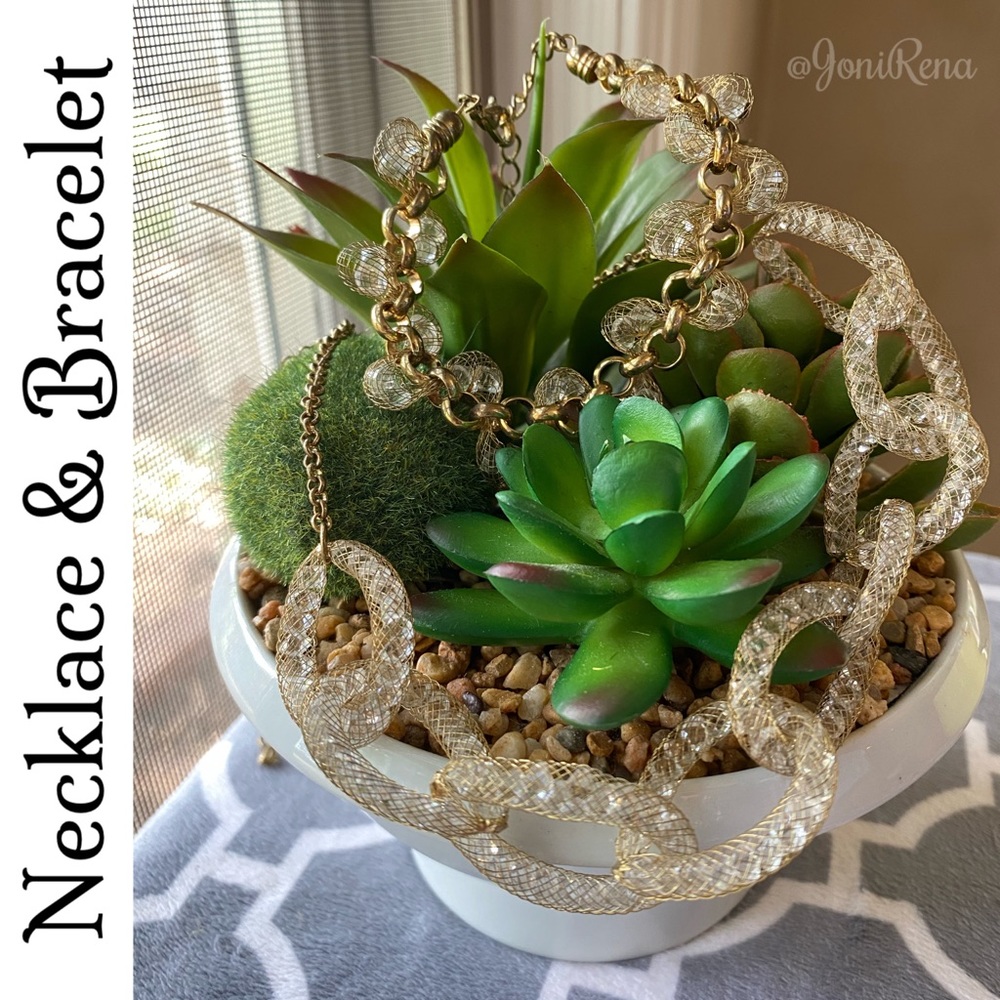 💎 Rhinestone & Gold NECKLACE/BRACELET Set 💎